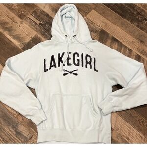 Lakegirl Women's Pullover Fleece Hoodie Light Blue Cotton Blend Size Small
